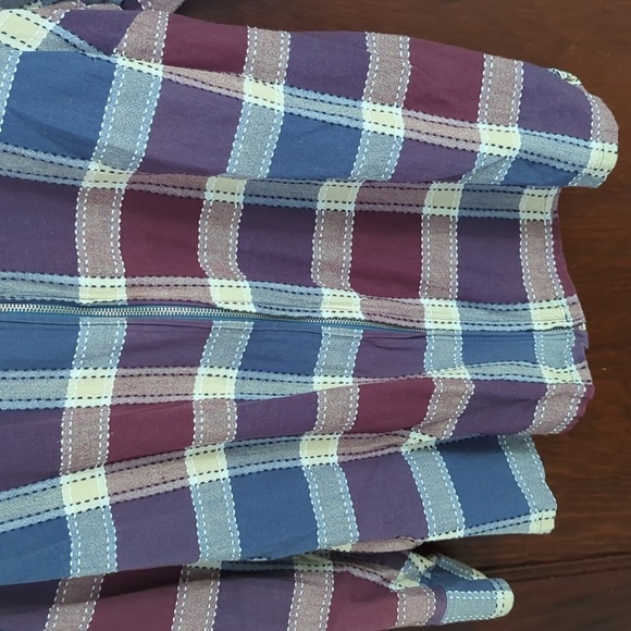 Essentials by Maggie Blue & Pink Plaid Zip Front Collar Shirt Size 18/20 - Picture 4 of 5